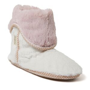 Dearfoams Women's Beth Faux Fur Fold Down Fuzzy Bootie House Slipper Boot
